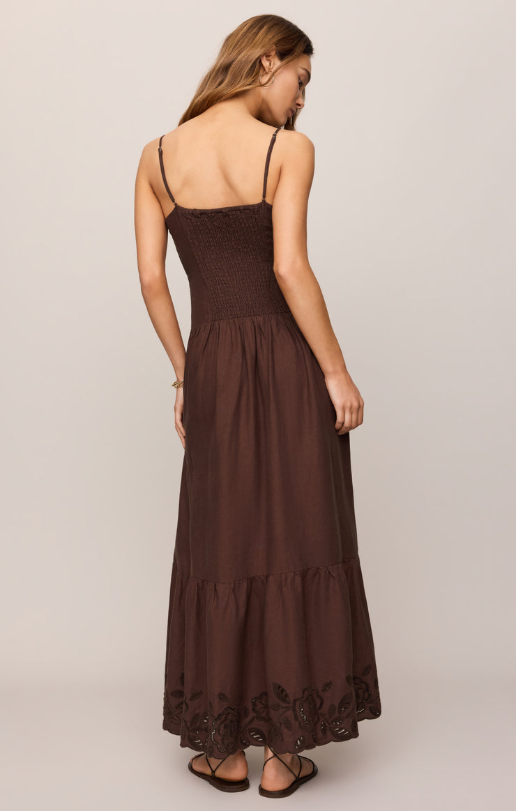 Z Supply Esti Embroidered Maxi Dress- Cherry Chocolate