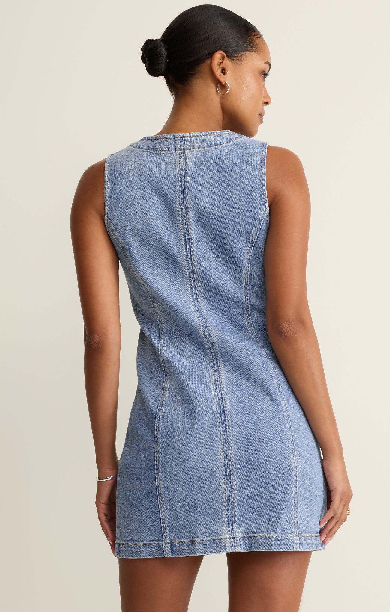 Z Supply Jolie Denim Seamed Mini Dress-Avalon