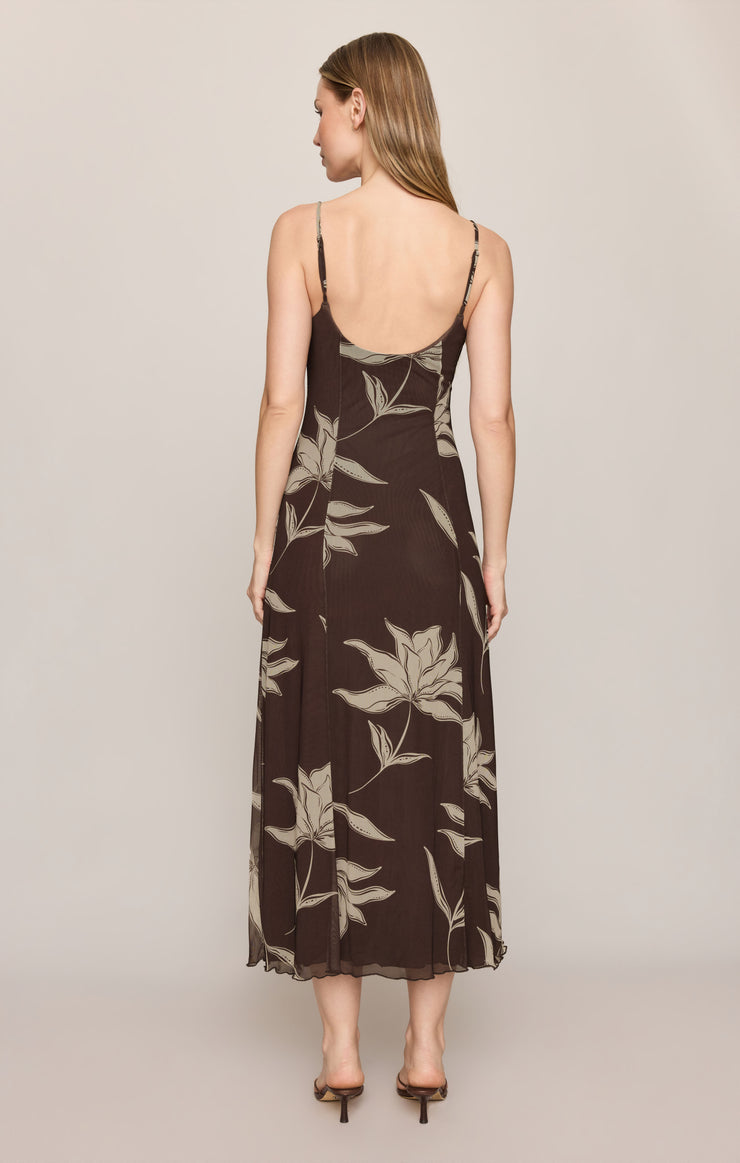 Z Supply Charisma Floral Midi Dress- Dark Chocolate