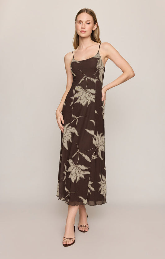 Z Supply Charisma Floral Midi Dress- Dark Chocolate