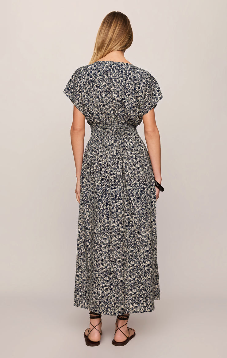 Z Supply Sanna Iris Floral Midi Dress-Eclipse