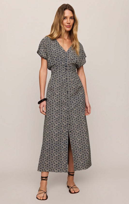 Z Supply Sanna Iris Floral Midi Dress-Eclipse