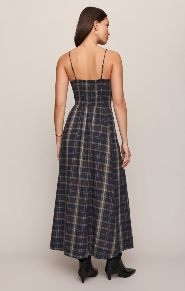 Z Supply Evermore Plaid Midi Dress-Eclipse