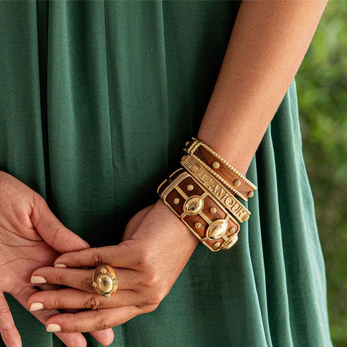 Capucine de Wulf “L'Amour Toujour” Hinged Bangle - Gold