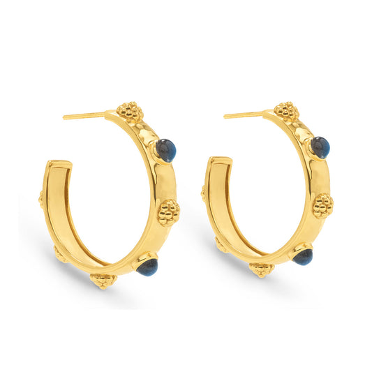 Capucine de Wulf Cleopatra Hoop Earrings - Gold/Blue Labradorite