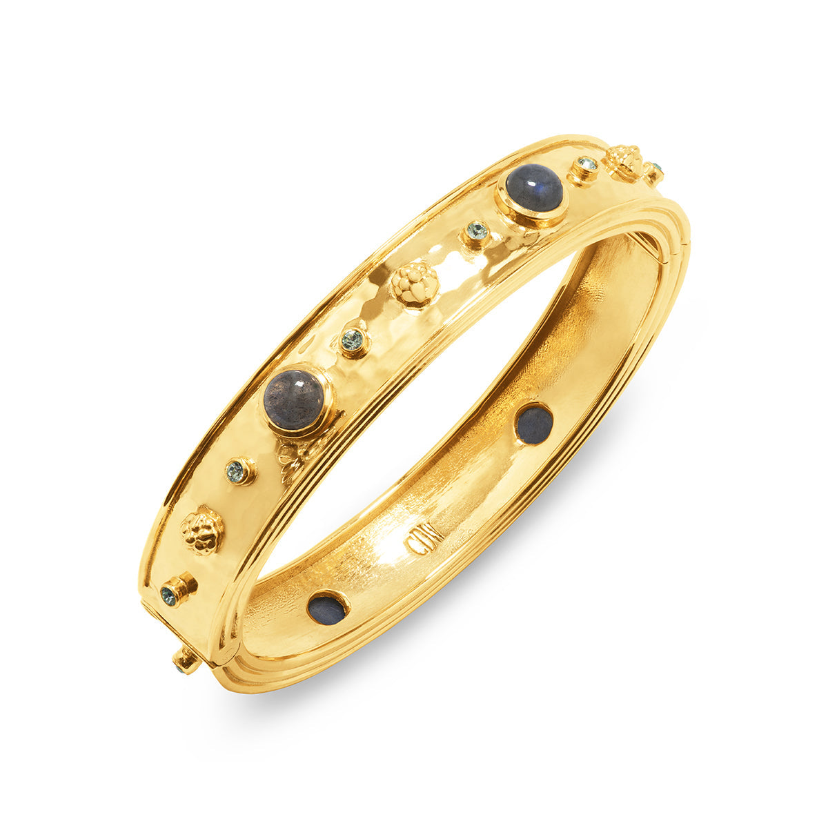 Capucine de Wulf “Cleopatra” Hinged Bangle - Gold/Blue Labradorite