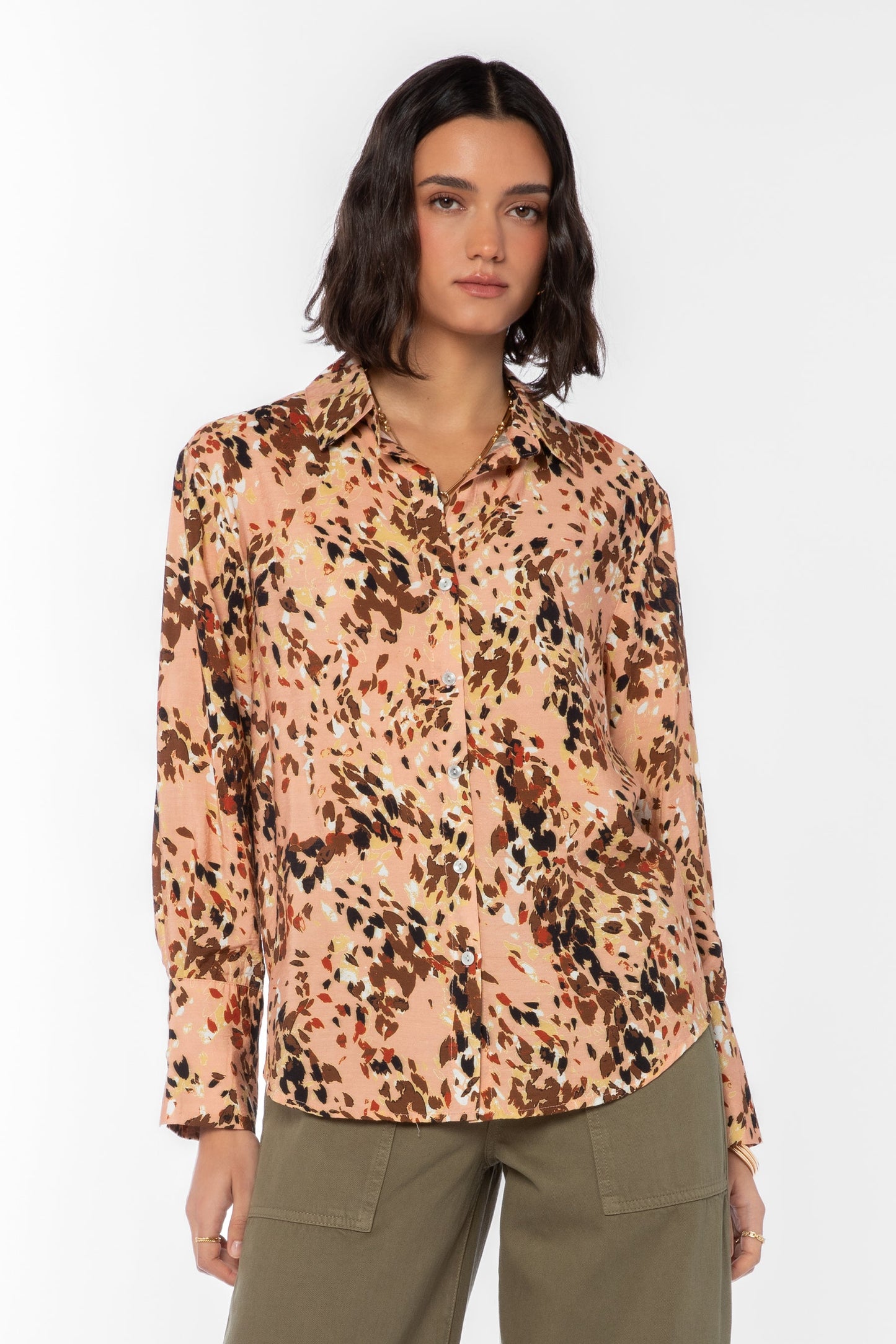 Velvet Heart "Ziggy" L/S Shirt-Coral Painted Leopard