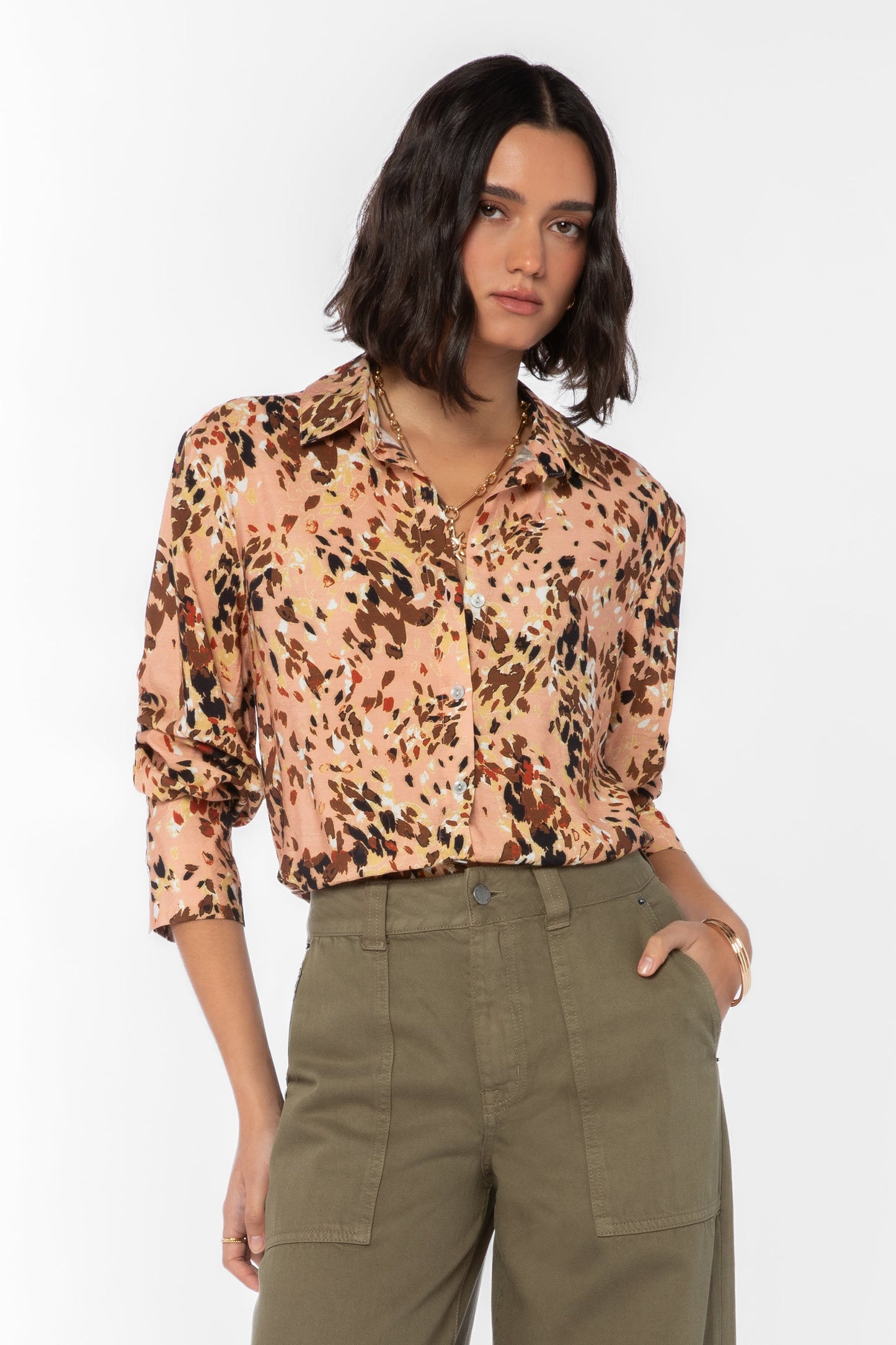 Velvet Heart "Ziggy" L/S Shirt-Coral Painted Leopard
