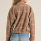 Z Supply Lex Plaid Sweater Knit Bomber Jacket-Heather Taupe