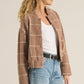 Z Supply Lex Plaid Sweater Knit Bomber Jacket-Heather Taupe