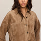 Z Supply All Day Cropped Suede Jacket-Light Sand