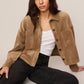 Z Supply All Day Cropped Suede Jacket-Light Sand