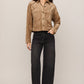 Z Supply All Day Cropped Suede Jacket-Light Sand