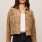 Z Supply All Day Cropped Suede Jacket-Light Sand