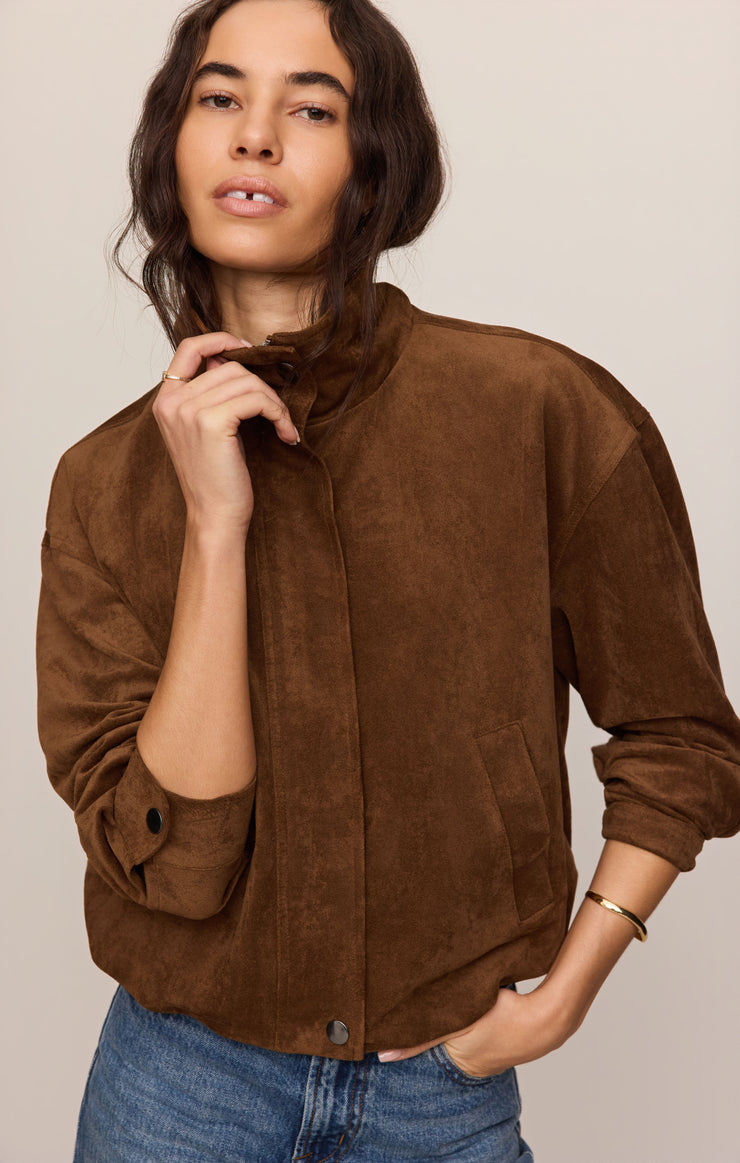 Z Supply Corin Bubble Hem Jacket-Saddle Suede