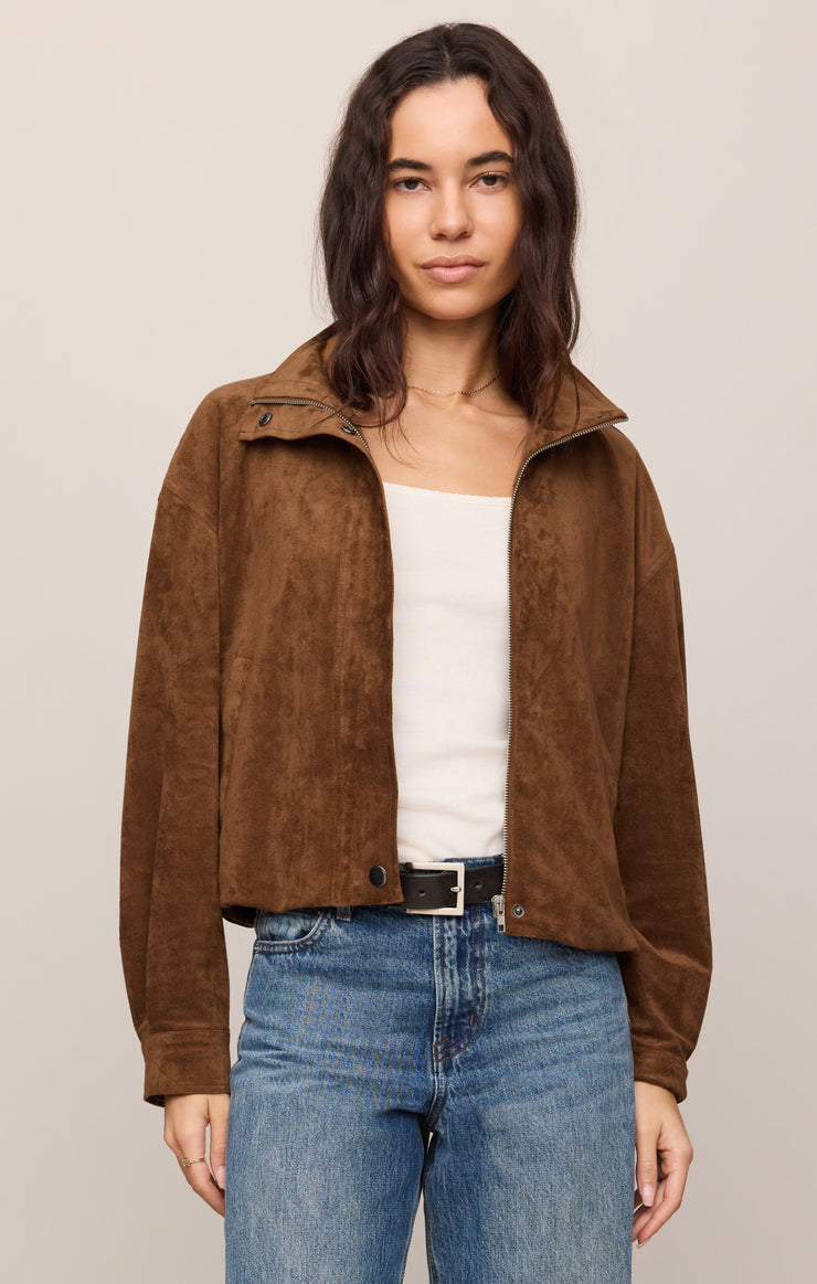 Z Supply Corin Bubble Hem Jacket-Saddle Suede