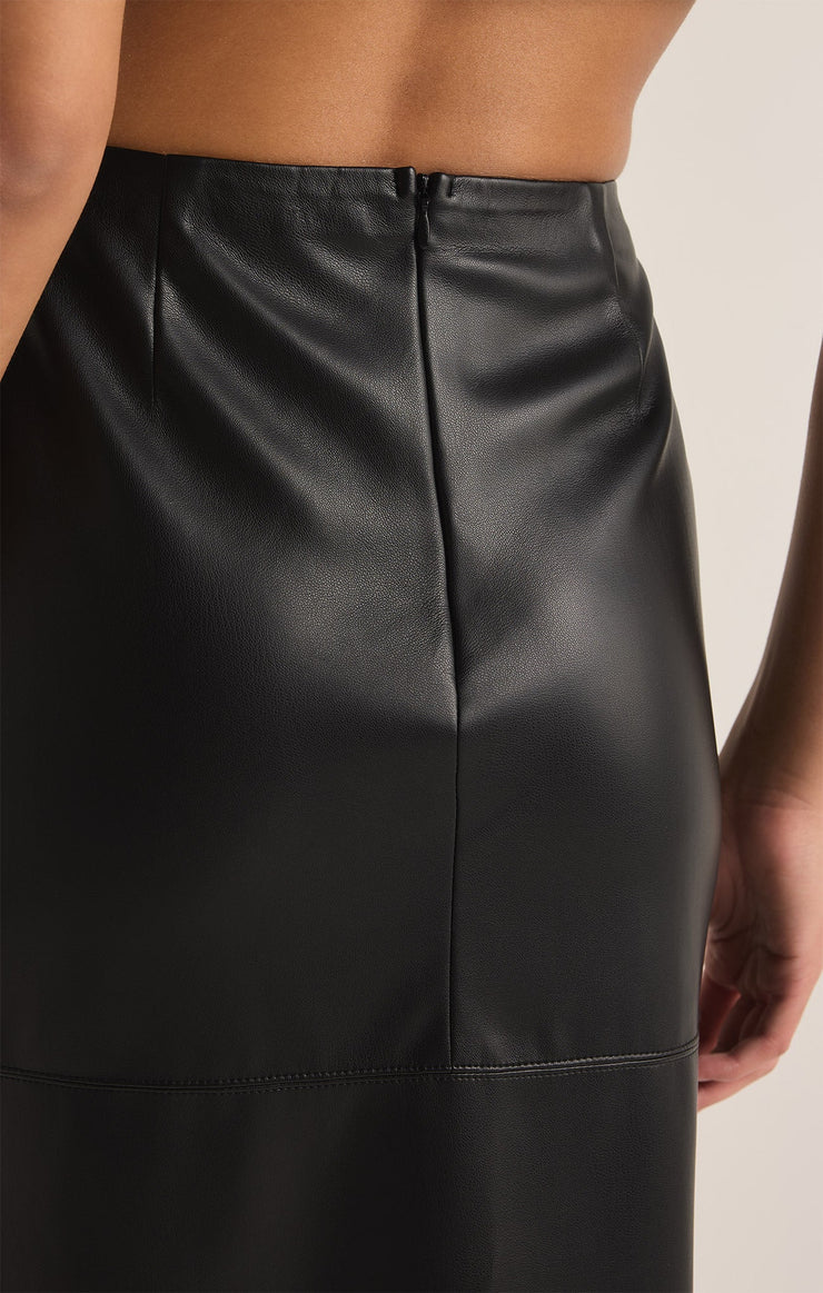 Z Supply Metropolitan Faux Leather Midi Skirt-Black