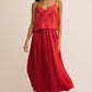 Z Supply Nicoline Crinkle Midi Skirt - Cabana Red