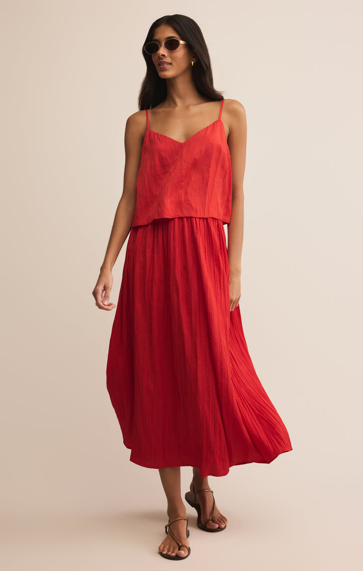 Z Supply Nicoline Crinkle Midi Skirt - Cabana Red