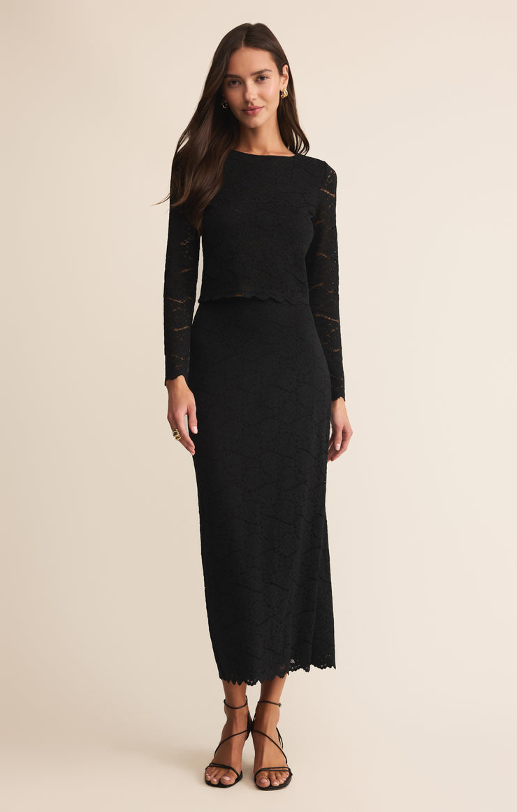 Z Supply Via Lace Midi Skirt-Black