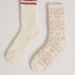 Z Supply 2 Pack Fairisle Heart Sock-Crystal Grey