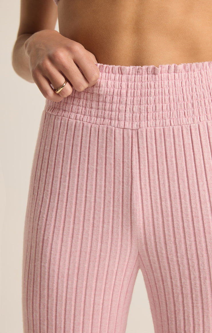 Z Supply Dawn Smocked Rib Pant-Sunset Mauve