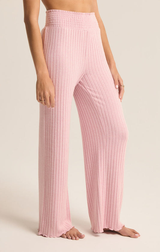 Z Supply Dawn Smocked Rib Pant-Sunset Mauve