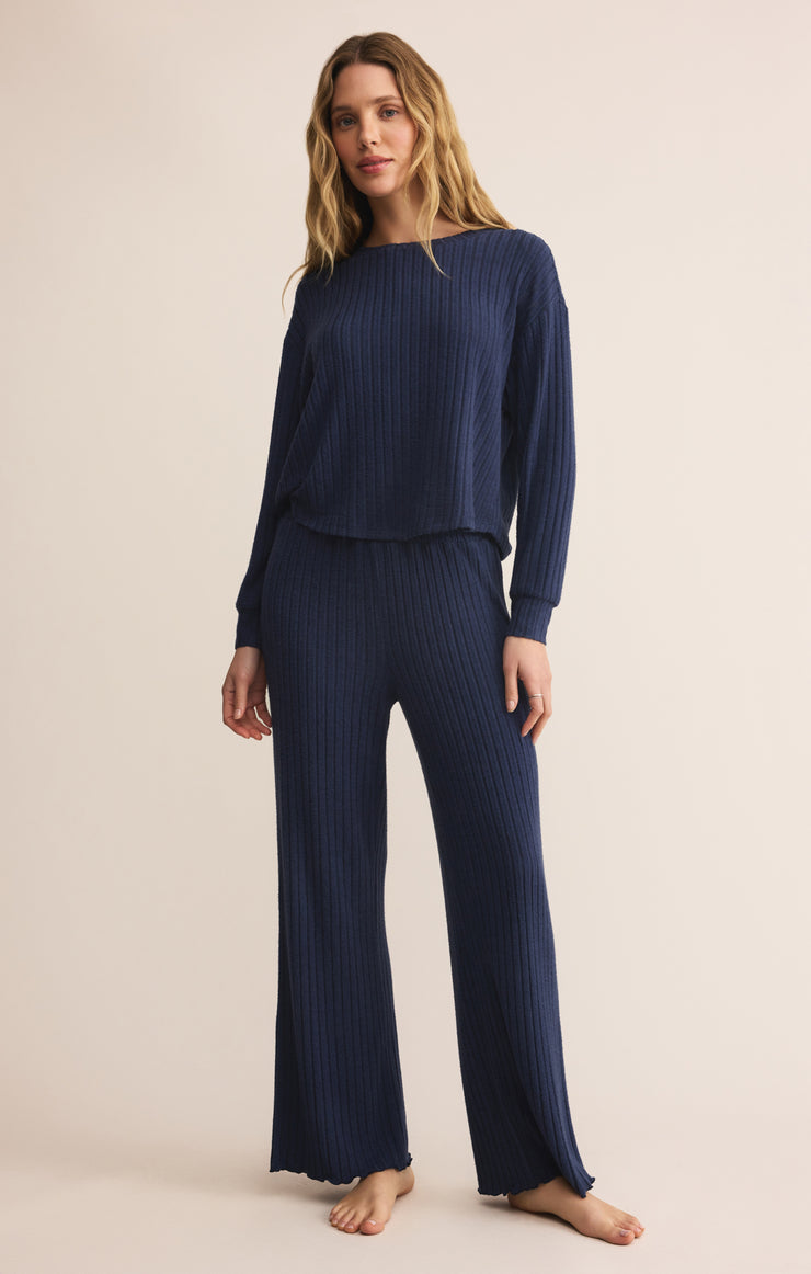Z Supply Dawn Smocked Rib Pant - Blue Sapphire
