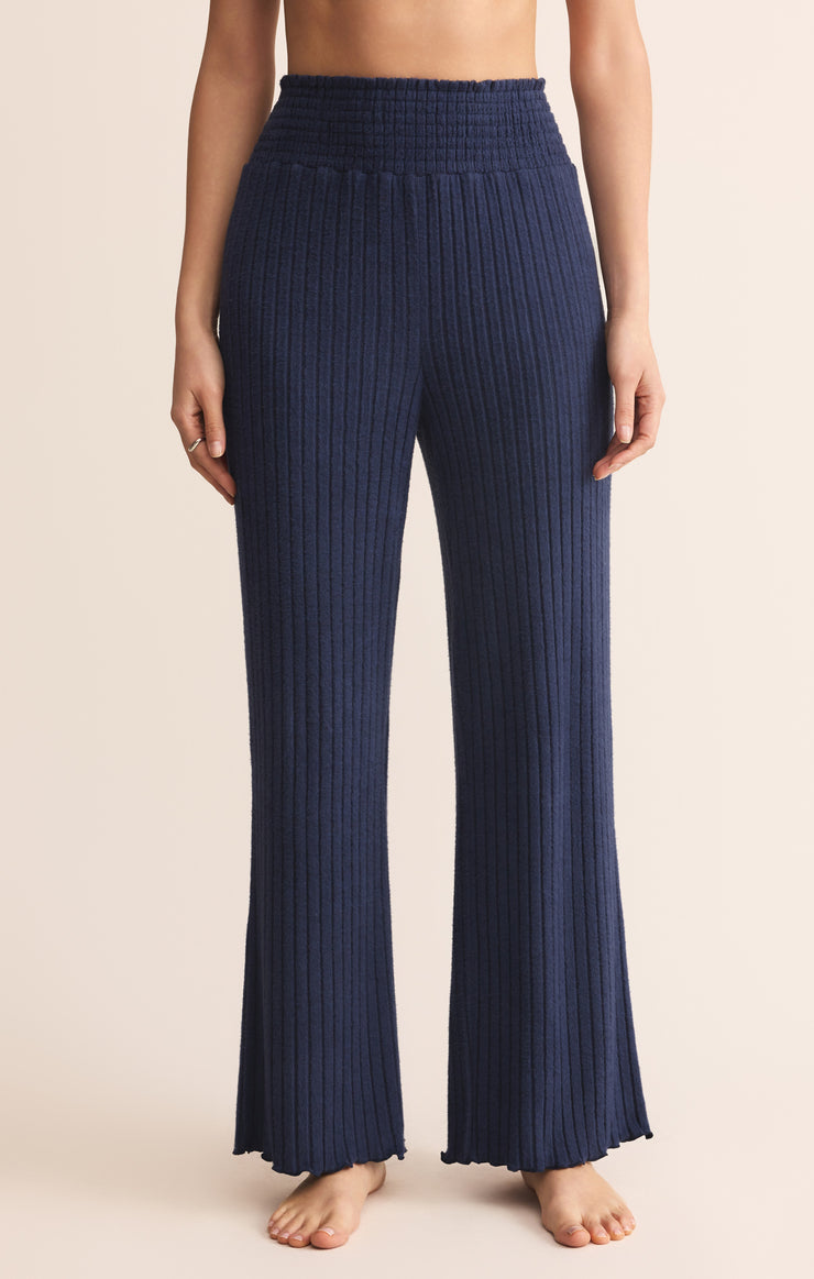Z Supply Dawn Smocked Rib Pant - Blue Sapphire