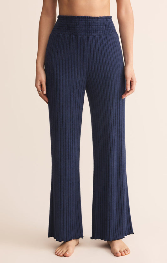Z Supply Dawn Smocked Rib Pant - Blue Sapphire