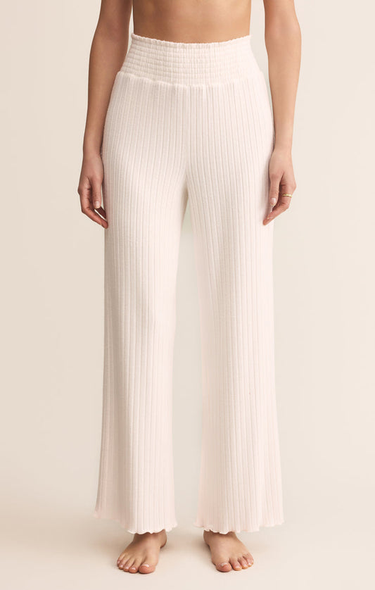 Z Supply Dawn Smocked Rib Pant-Vanilla Ice