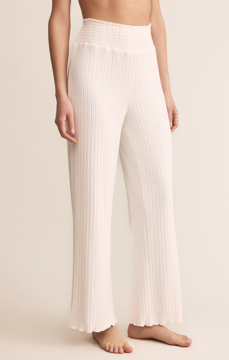 Z Supply Dawn Smocked Rib Pant-Vanilla Ice