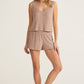 Z Supply Dawn Smocked Rib Short-Iced Coffee