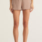 Z Supply Dawn Smocked Rib Short-Iced Coffee