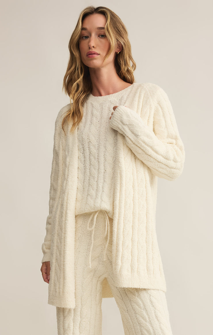 Z Supply Cate Cable Knit Cardigan- Sea Salt