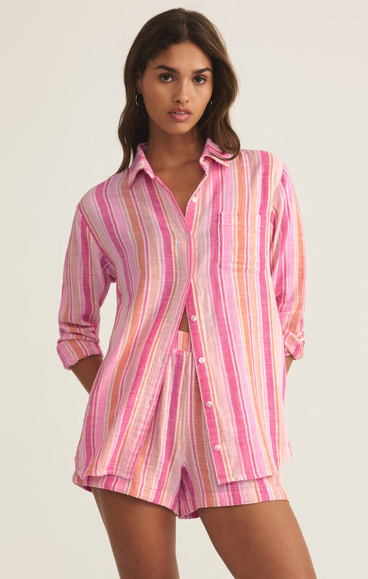 Z Supply Saturdays Stripe Gauze Shirt - Mulit