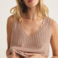 Z Supply Sloane V-Neck Rib Top - Iced Coffee