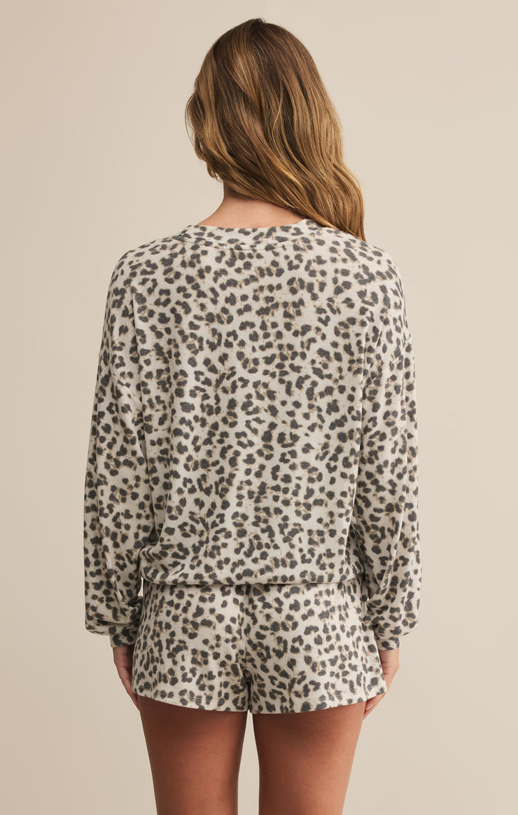 Z Supply Luxe Leopard Long Sleeve Top - Champagne
