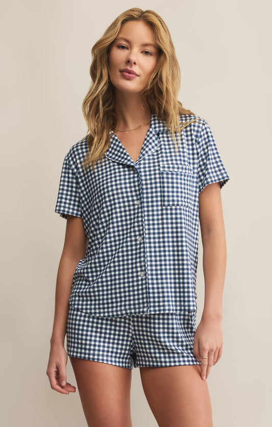 Z Supply Amy Gingham Top - Yacht Blue