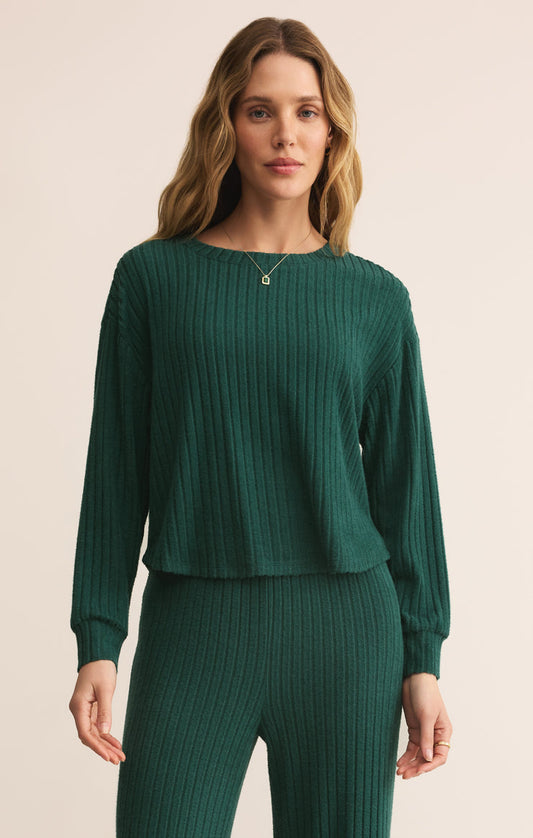 Z Supply Elfie Silky Rib Long Sleeve Top - Mistletoe