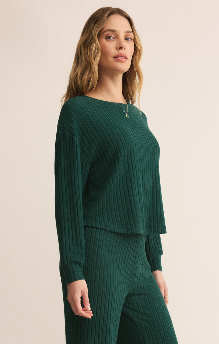 Z Supply Elfie Silky Rib Long Sleeve Top - Mistletoe