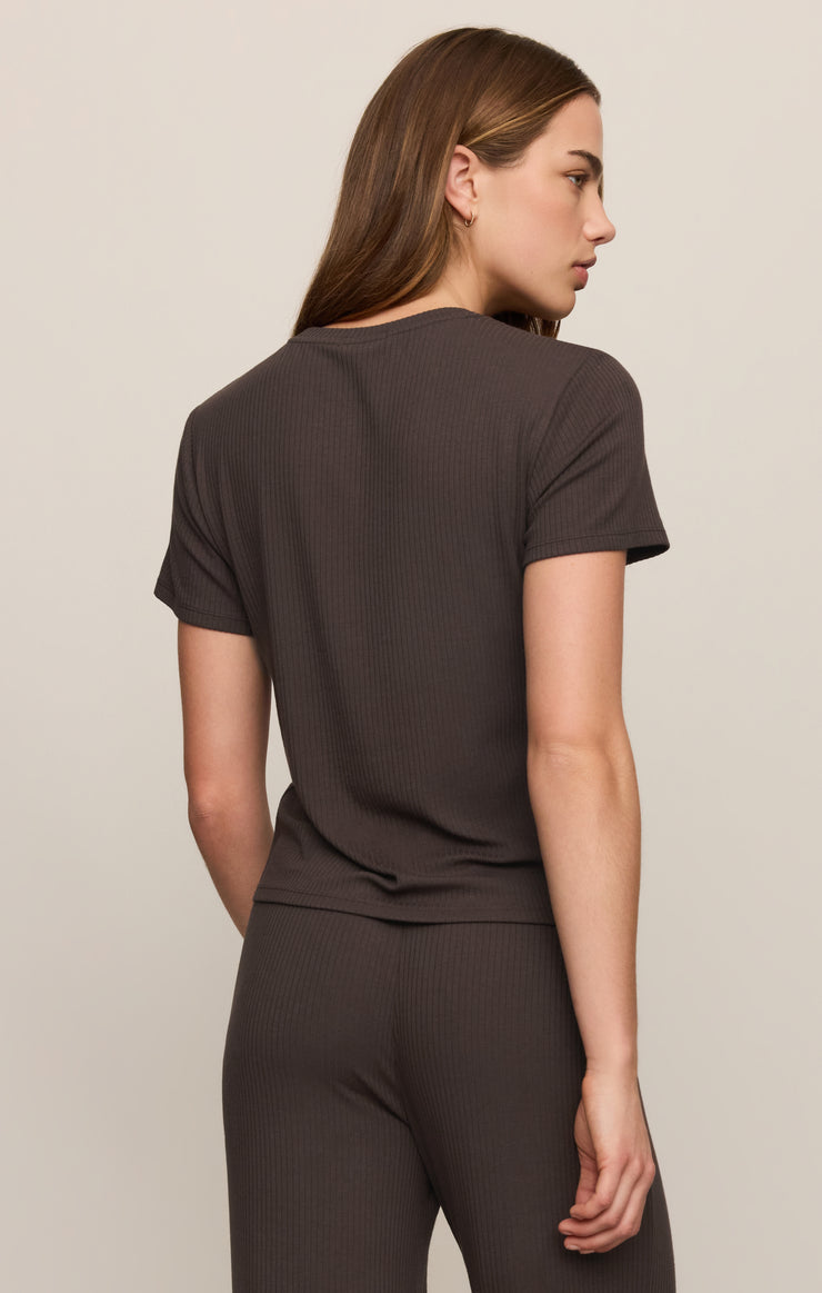 Z Supply Just Right Rib Tee-Cocoa Bean