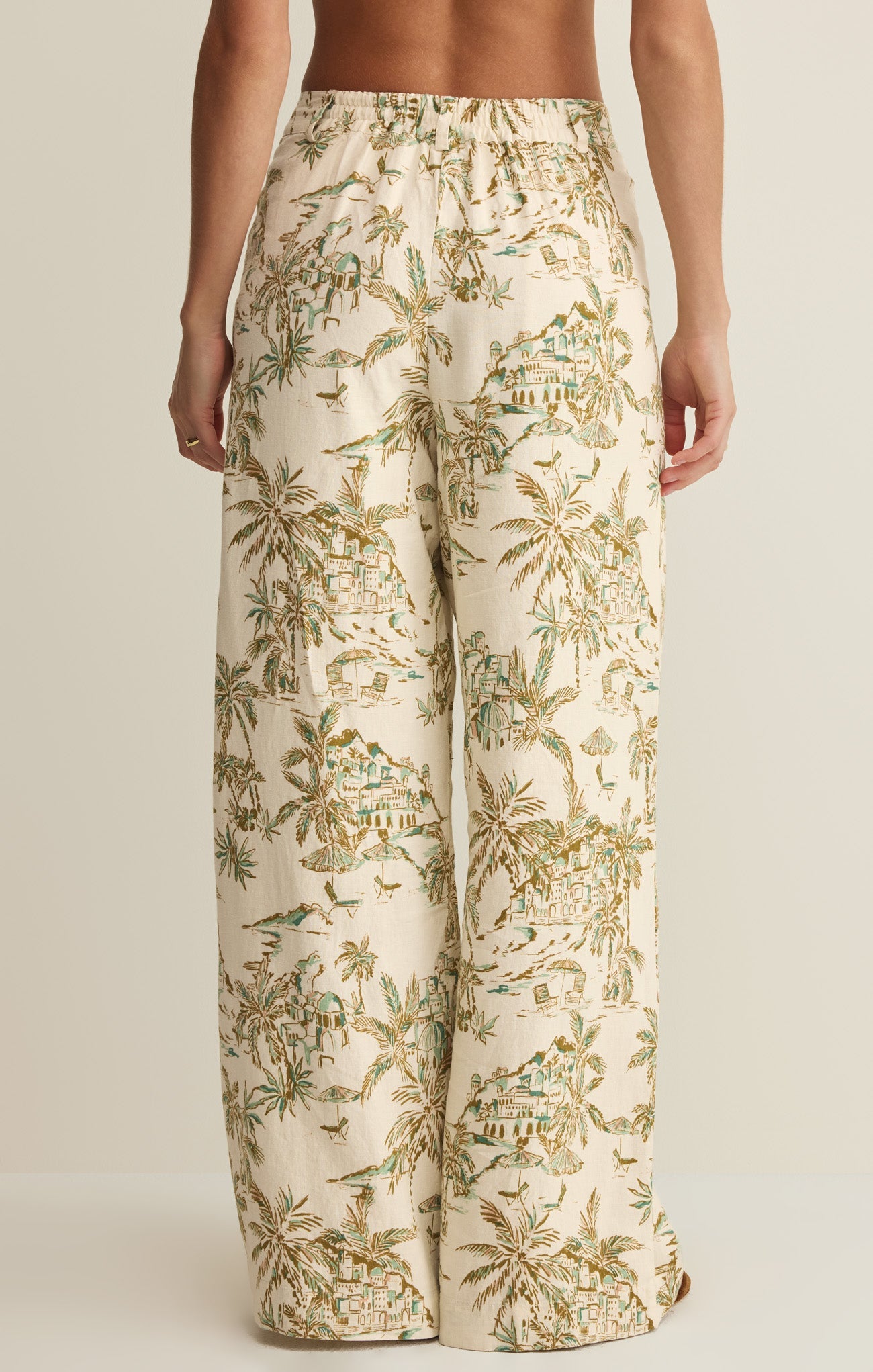 Z Supply Overlook Tiki Tide Linen Pant-Island Coconut