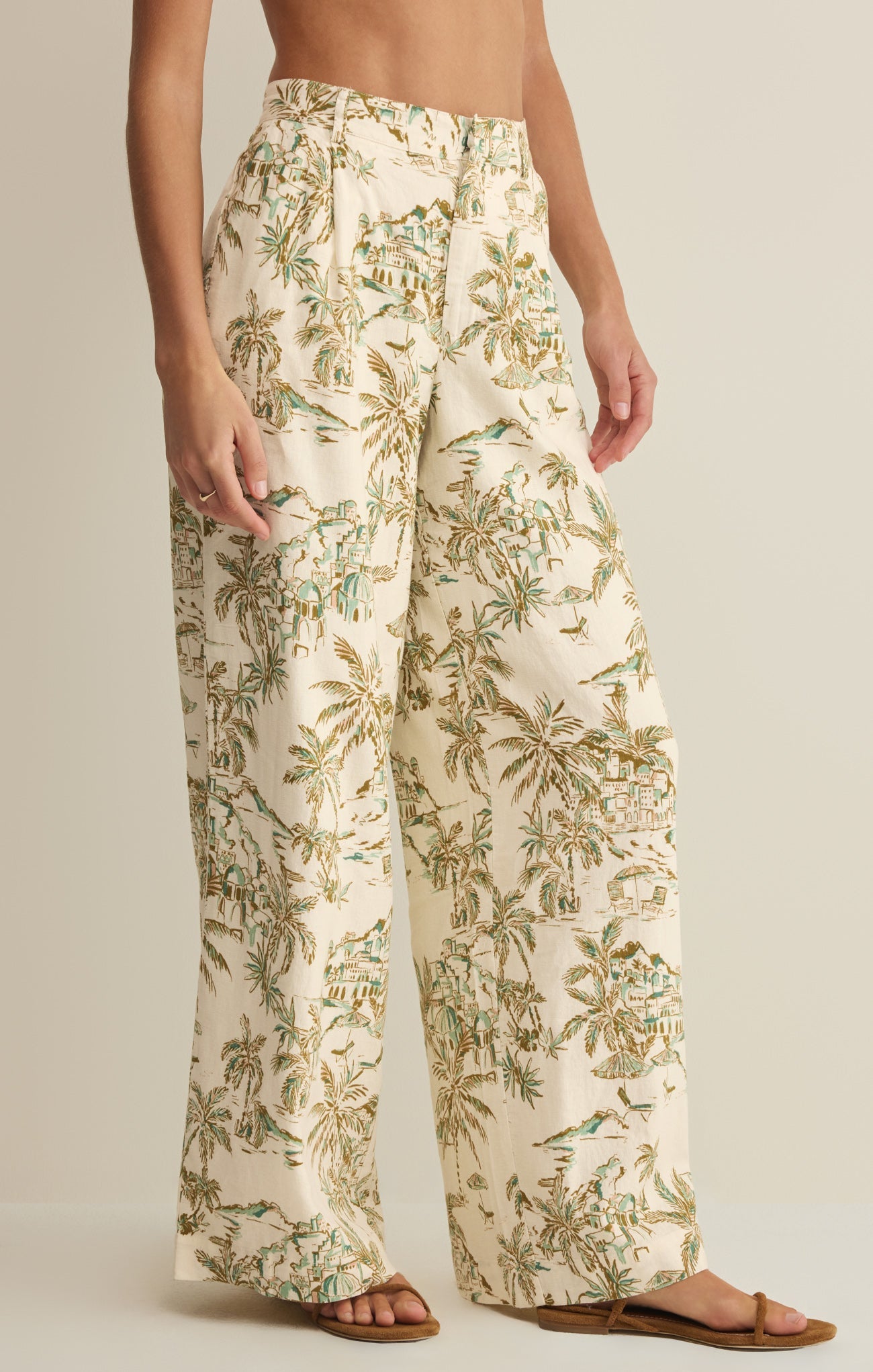 Z Supply Overlook Tiki Tide Linen Pant-Island Coconut