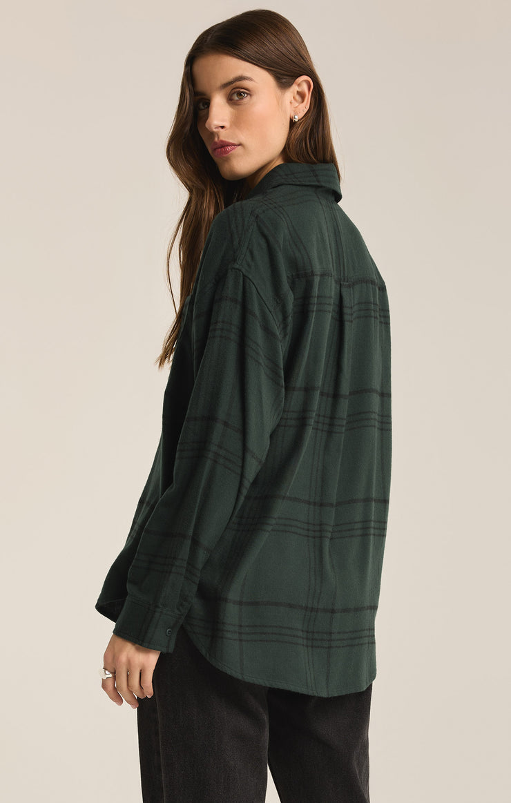 Z Supply River Plaid Button Up-Cyprus Green