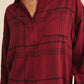 Z Supply River Plaid Button Up-Red Dahlia