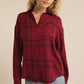 Z Supply River Plaid Button Up-Red Dahlia