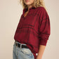 Z Supply River Plaid Button Up-Red Dahlia
