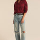 Z Supply River Plaid Button Up-Red Dahlia