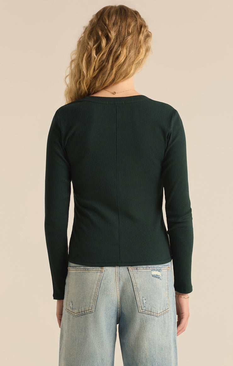 Z Supply Sirena Rib L/S Tee- Cyprus Green